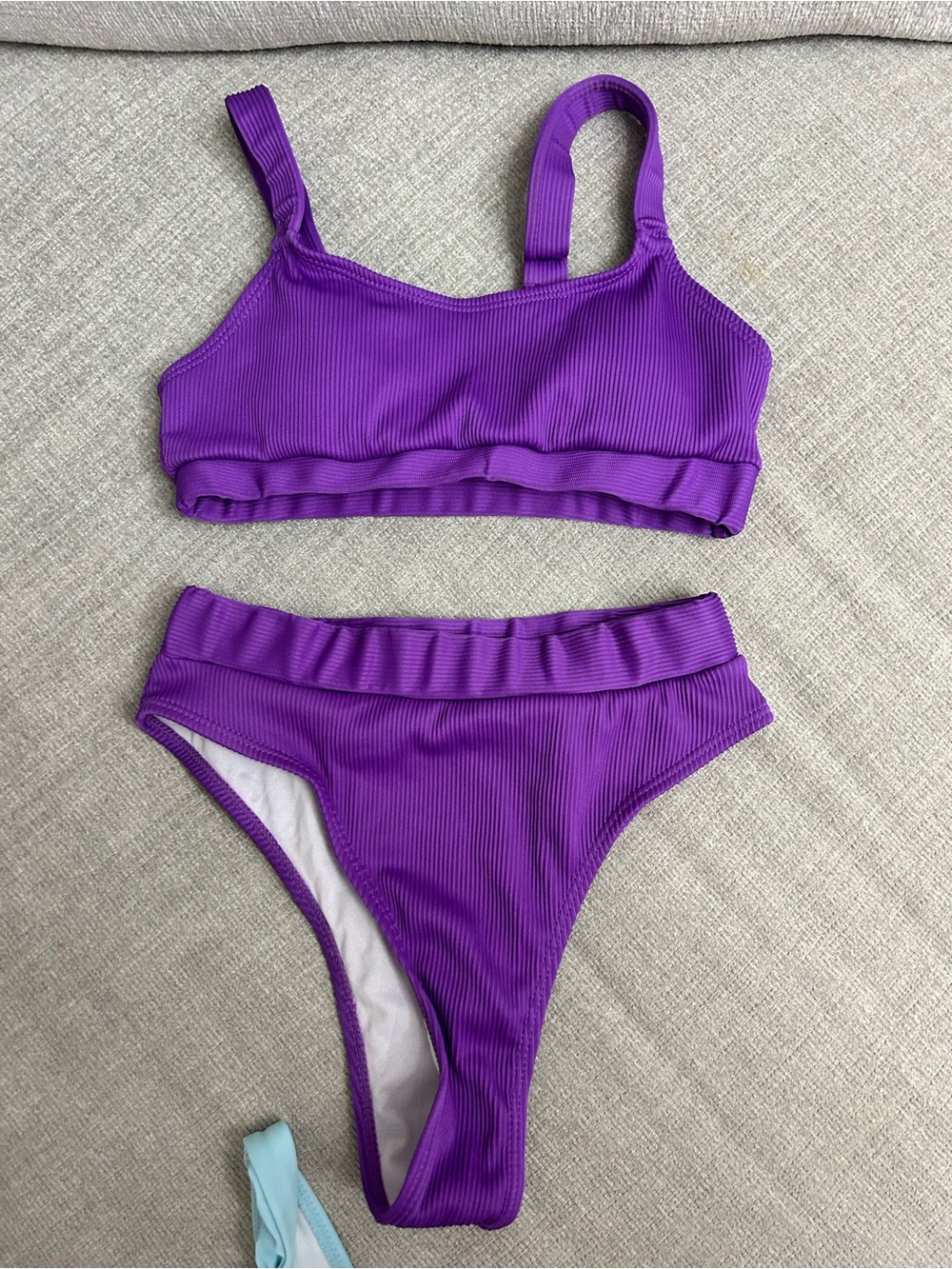 Kids Purple Ribbed Two-Piece Swim Set